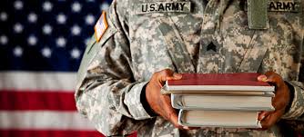 Service member with college books
